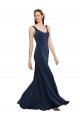 Fit and Flare Long Formal Crepe Bridesmaid Dress / Prom Dress with Round Neck Brisbane