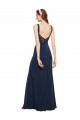 Fit and Flare Long Formal Crepe Bridesmaid Dress / Prom Dress with Round Neck Brisbane