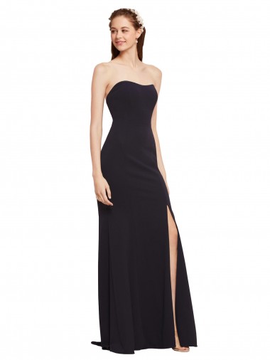Strapless Bodycon Long Formal Crepe Bridesmaid Dress / Prom Dress with High Slit Brisbane
