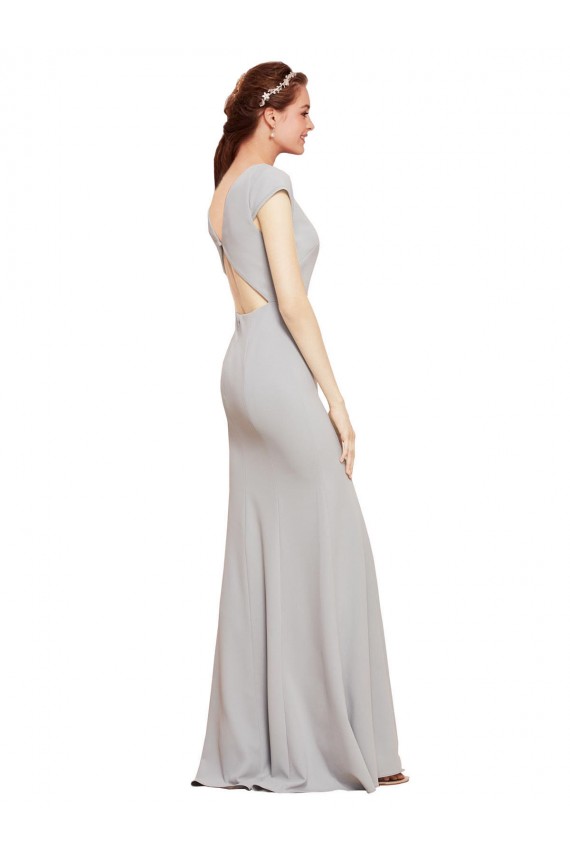 Fit and Flare Long Formal Crepe Bridesmaid Dress / Prom Dress with Tie Open Back Brisbane