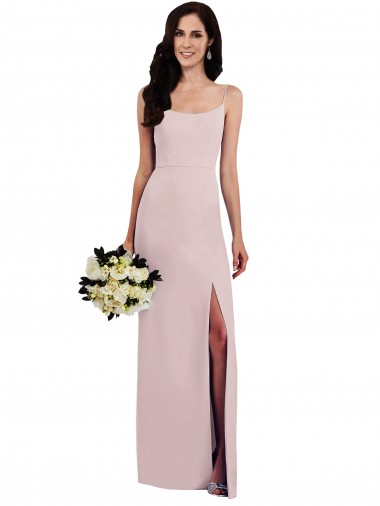 Spaghetti Strap V Back Formal Crepe Bridesmaid Dress / Prom Dress with Front Slit Brisbane