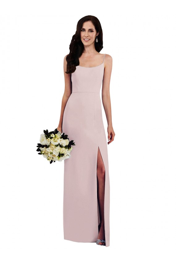 Spaghetti Strap V Back Formal Crepe Bridesmaid Dress / Prom Dress with Front Slit Brisbane
