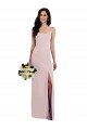 Spaghetti Strap V Back Formal Crepe Bridesmaid Dress / Prom Dress with Front Slit Brisbane