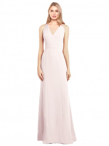 V-Neck Keyhole Back Crepe Trumpet Bridesmaid Dress / Prom Dress Brisbane