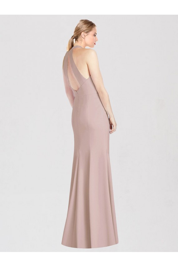 High Neck Cutout Halter Trumpet Bridesmaid Dress Brisbane