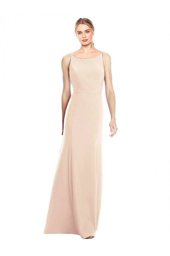 V-Spaghetti Strap Open Back Bateau Neck Trumpet Bridesmaid Dress / Prom Dress Brisbane