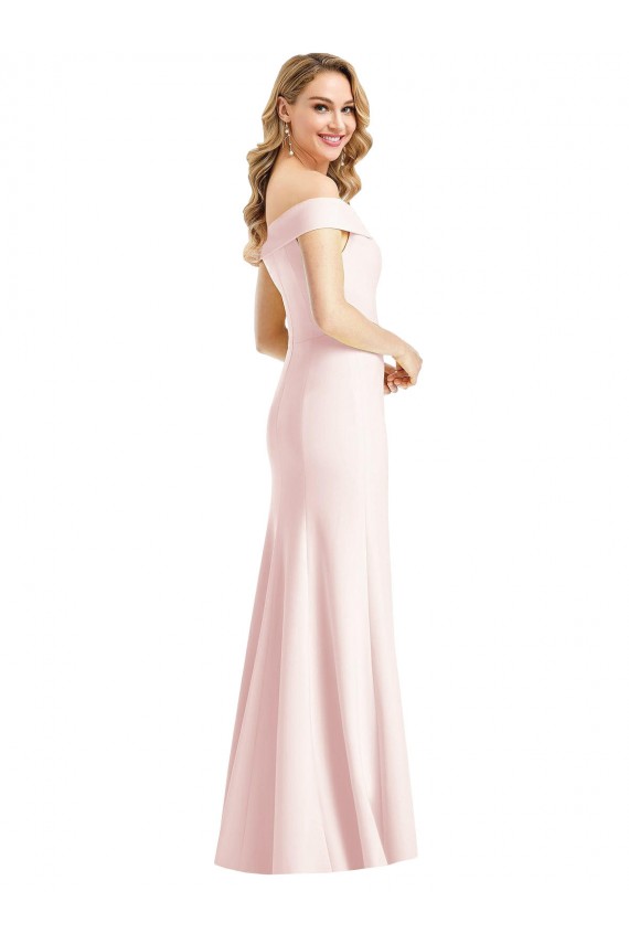 Off the Shoulder Notch Trumpet Formal Crepe Bridesmaid Dress / Prom Dress with Front Slit Brisbane