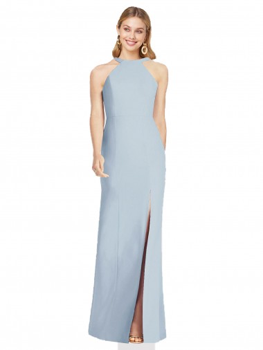 High Neck Backless Formal Crepe Trumpet Bridesmaid Dress Brisbane