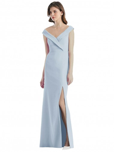 Romantic Off the Shoulder Long Maxi Bridesmaid Dress with Side Slit Brisbane
