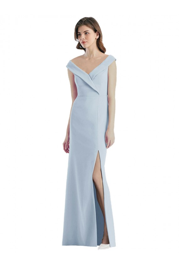 Romantic Off the Shoulder Long Maxi Bridesmaid Dress with Side Slit Brisbane