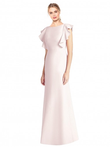 Ruffle Cap Sleeves Open Back Trumpet Bridesmaid Dress / Prom Dress Brisbane