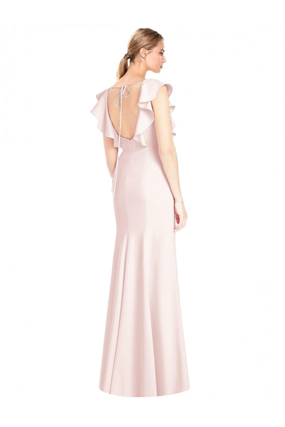 Ruffle Cap Sleeves Open Back Trumpet Bridesmaid Dress / Prom Dress Brisbane