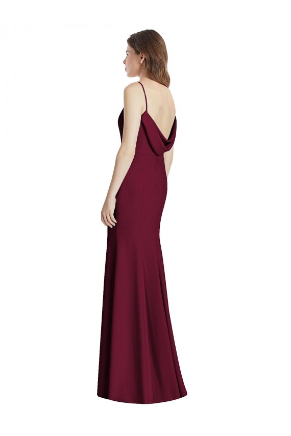 Open Cowl Back Bateau Neck Trumpet Bridesmaid Dress Brisbane