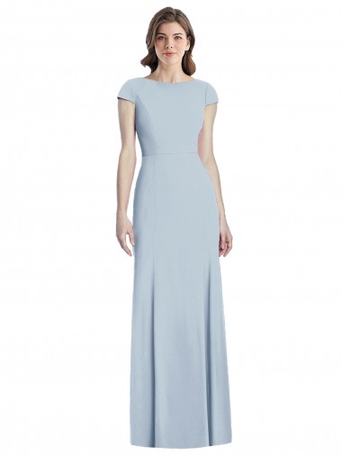 Bateau Neck Cap Sleeves Open Back Trumpet Bridesmaid Dress / Prom Dress Brisbane