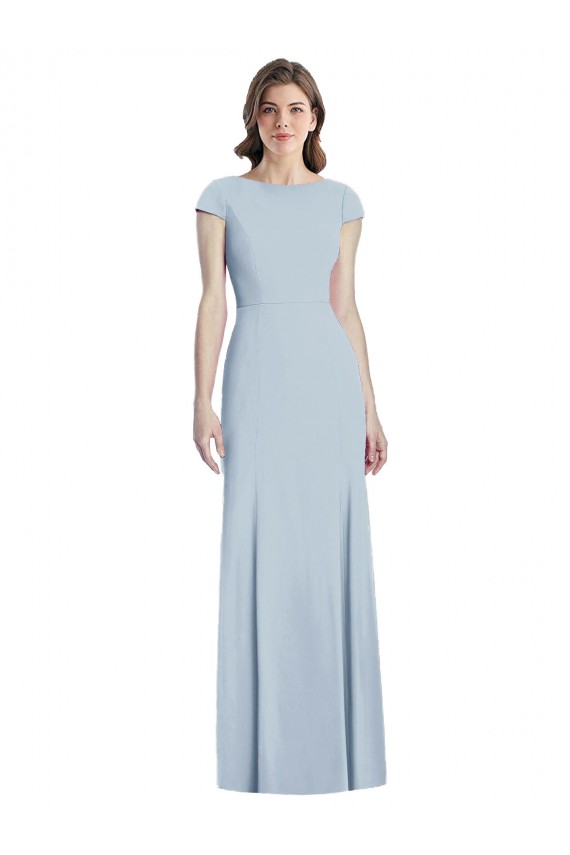 Bateau Neck Cap Sleeves Open Back Trumpet Bridesmaid Dress / Prom Dress Brisbane