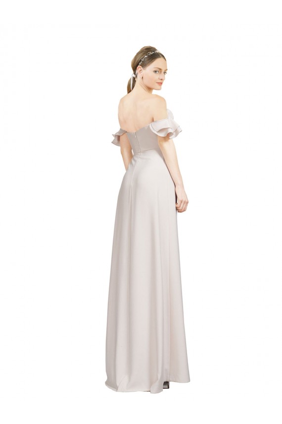 Double Ruffle Flounce Sleeves Formal Crepe Bridesmaid Dress / Prom Dress with Slit Brisbane