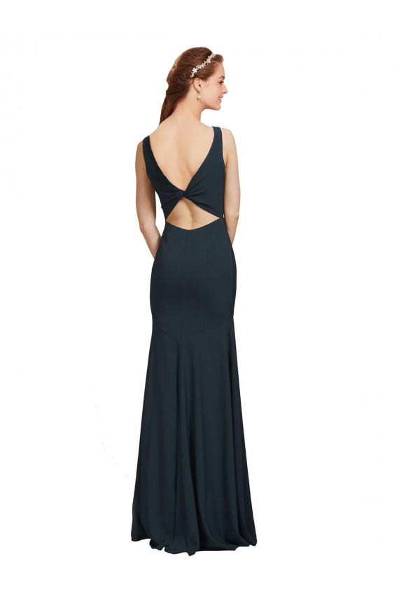 Sleeveless Bateau Neckline Crepe Bridesmaid Dress / Prom Dress with Twist Back Brisbane