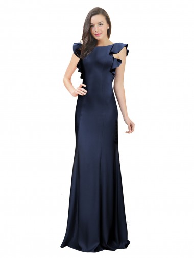 Sleeveless Crepe Bridesmaid Dress / Prom Dress with Cascading Ruffle and Keyhole Back Brisbane