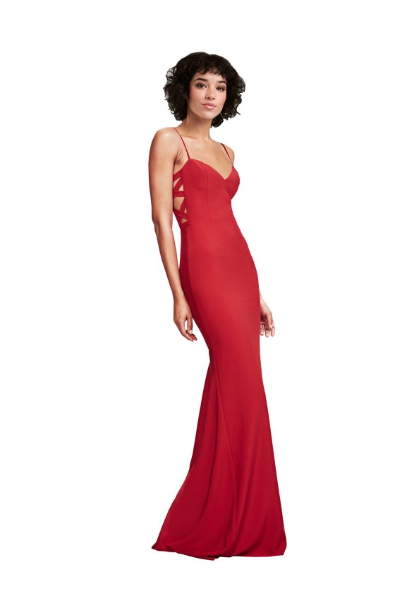 Spaghetti Strap Slip Neckline Formal Crepe Bridesmaid Dress / Prom Dress Brisbane