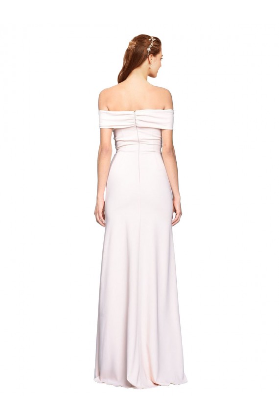Criss Cross Off the Shoulder Formal Crepe Bridesmaid Dress / Prom Dress with Side Slit Brisbane