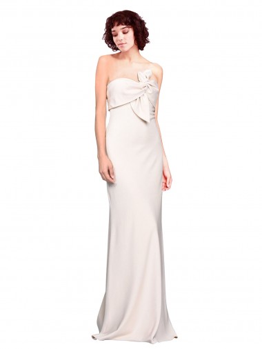 Strapless Crepe Fitted Bridesmaid Dress / Prom Dress with Twist Bow Brisbane