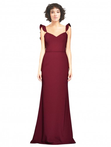 Crepe Slip Bridesmaid Dress / Prom Dress with Ruffled Straps Brisbane