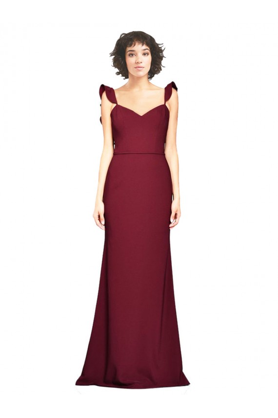 Crepe Slip Bridesmaid Dress / Prom Dress with Ruffled Straps Brisbane