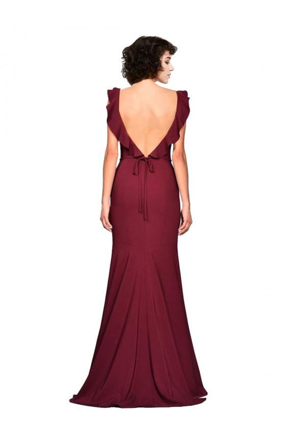 Crepe Slip Bridesmaid Dress / Prom Dress with Ruffled Straps Brisbane
