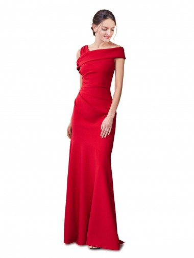 Sleeveless Ruched Formal Crepe Mermaid Bridesmaid Dress / Prom Dress with Off The Shoulder Detail Brisbane