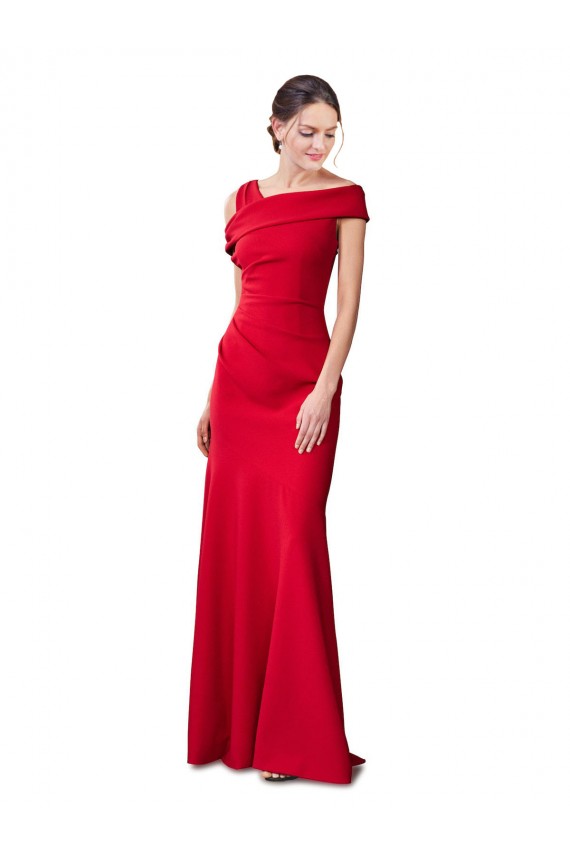 Sleeveless Ruched Formal Crepe Mermaid Bridesmaid Dress / Prom Dress with Off The Shoulder Detail Brisbane