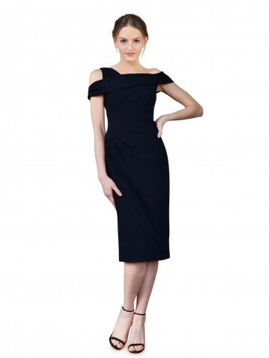 Draped Cross Shoulder Stretch Formal Crepe Cocktail Dress / Homecoming Dress Brisbane