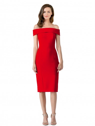 Off the Shoulder Square Neck Cocktail Length Bridesmaid Dress / Prom Homecoming Dress Brisbane