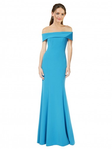 Off the Shoulder Formal Crepe Bridesmaid Dress / Prom Dress with Fitted Silhouette Brisbane
