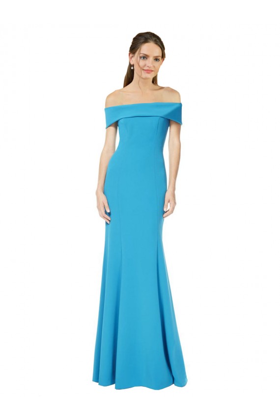 Off the Shoulder Formal Crepe Bridesmaid Dress / Prom Dress with Fitted Silhouette Brisbane