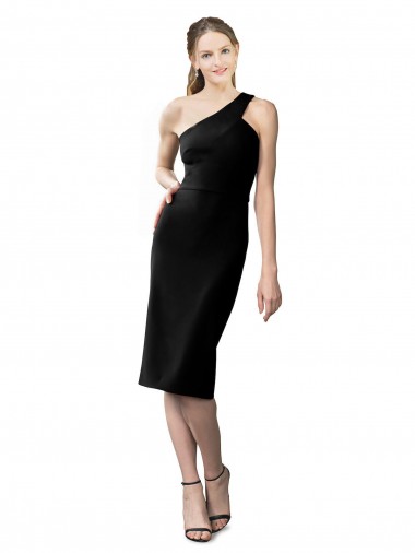 One Shoulder Short Formal Crepe Cocktail Length Bridesmaid Dress / Prom Homecoming Dress Brisbane