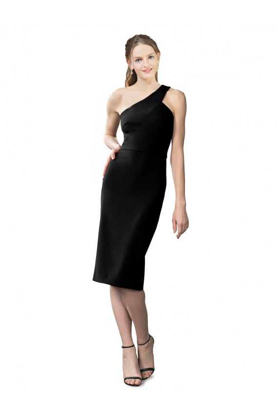 One Shoulder Short Formal Crepe Cocktail Length Bridesmaid Dress / Prom Homecoming Dress Brisbane