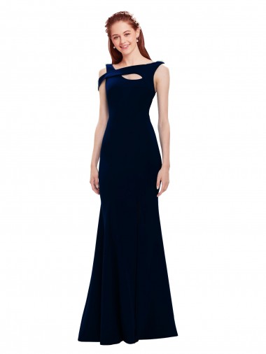 Sleeveless Formal Crepe Mermaid Bridesmaid Dress / Prom Dress with Side Slit Brisbane