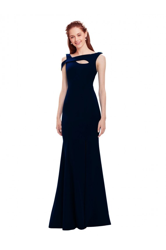 Sleeveless Formal Crepe Mermaid Bridesmaid Dress / Prom Dress with Side Slit Brisbane