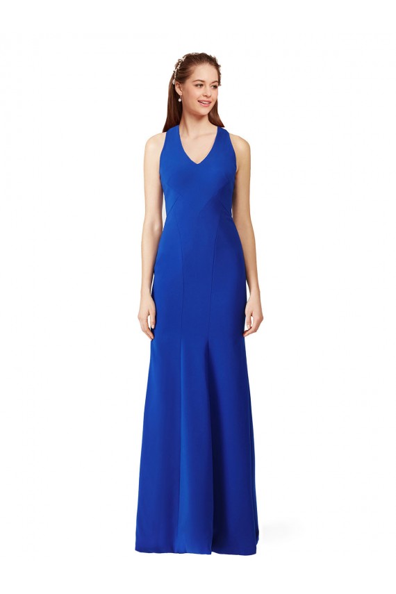 Halter V-Neck Long A-Line Formal Crepe Bridesmaid Dress / Prom Dress Brisbane