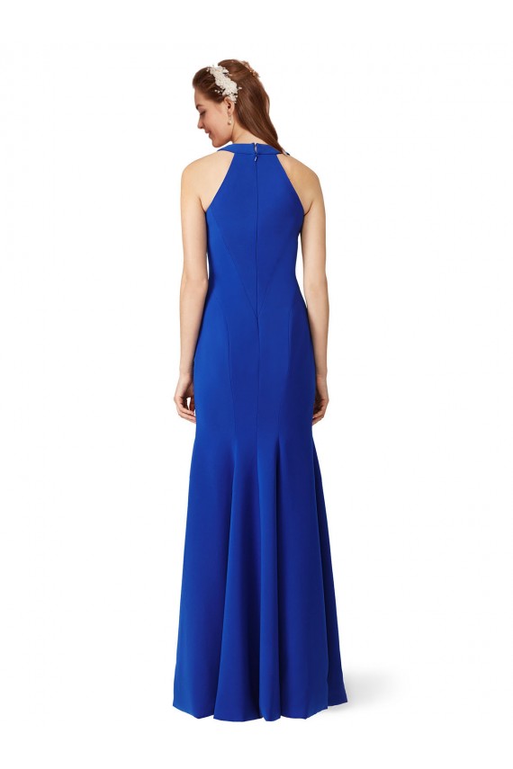 Halter V-Neck Long A-Line Formal Crepe Bridesmaid Dress / Prom Dress Brisbane