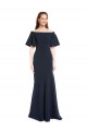 Off the Shoulder Formal Crepe Bridesmaid Dress / Prom Dress with Short Ruffle Sleeves. Brisbane
