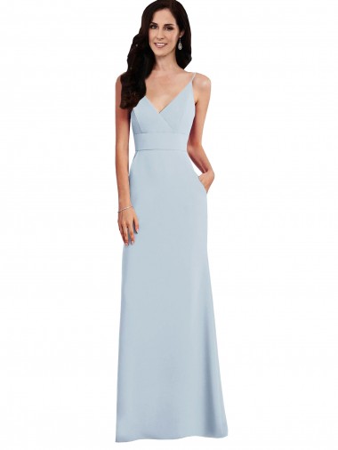 V Back Spaghetti Strap Maxi Bridesmaid Dress / Prom Dress with Pockets Brisbane