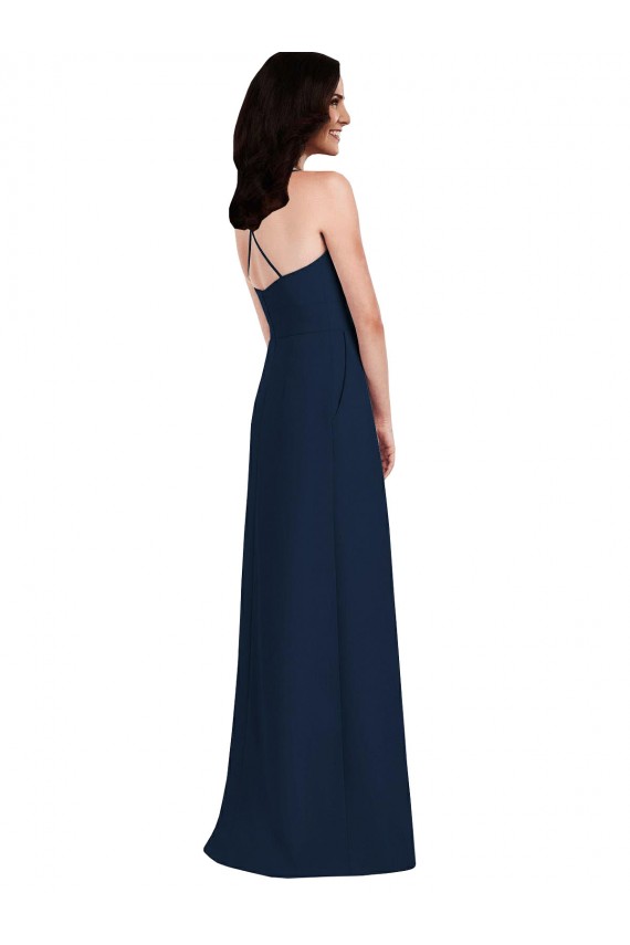 Criss Cross Back Crepe Halter Bridesmaid Dress with Pockets Brisbane