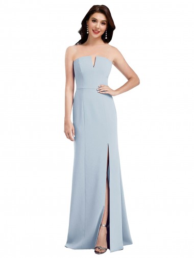 Strapless Notch Crepe Bridesmaid Dress / Prom Dress with Front Slit Brisbane