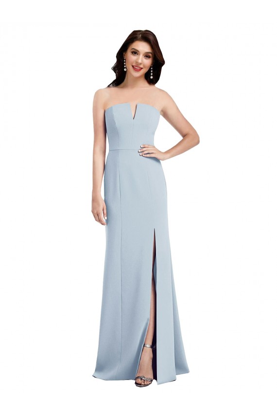 Strapless Notch Crepe Bridesmaid Dress / Prom Dress with Front Slit Brisbane