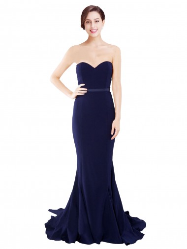 Strapless Sweetheart Neckline Crepe Bridesmaid Dress / Prom Dress with Satin Waistband Brisbane