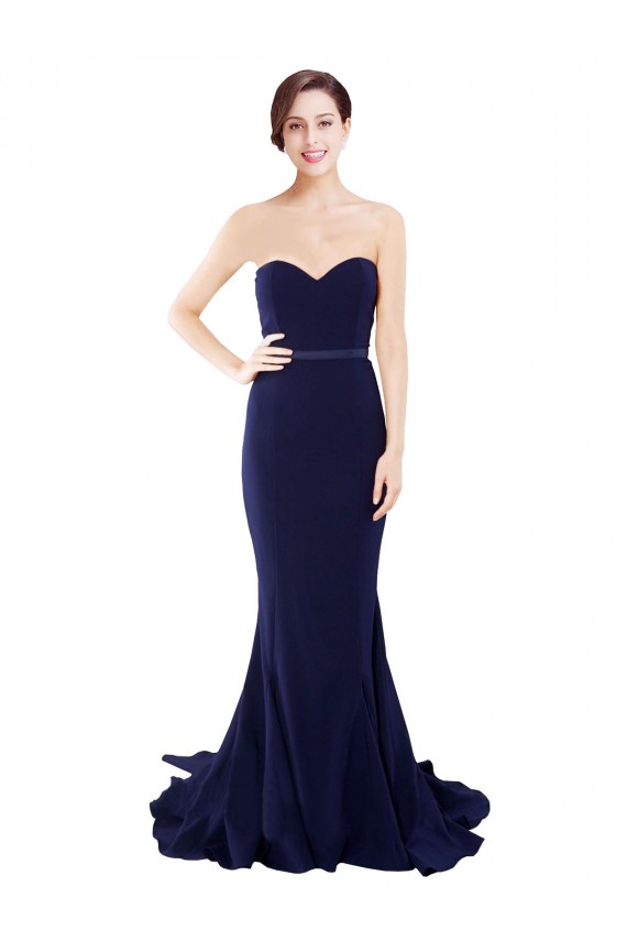 Strapless Sweetheart Neckline Crepe Bridesmaid Dress / Prom Dress with Satin Waistband Brisbane