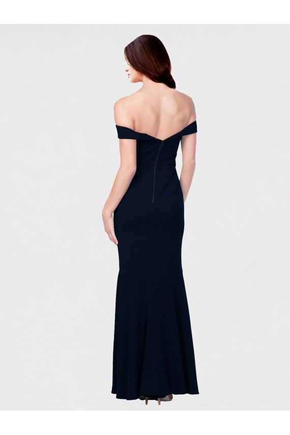 Mermaid Off the Shoulder Long Formal Crepe Bridesmaid Dress / Prom Dress with Low Back Brisbane