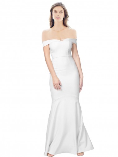 Mermaid Off the Shoulder Long Formal Crepe Bridesmaid Dress / Prom Dress with Low Back Brisbane