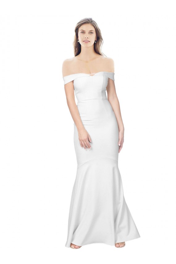 Mermaid Off the Shoulder Long Formal Crepe Bridesmaid Dress / Prom Dress with Low Back Brisbane